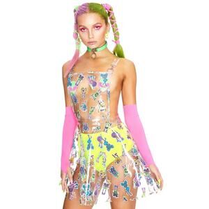 NWT DollsKill Club EXX ELECTRO TERRESTRIAL CLEAR OVERALL DRESS